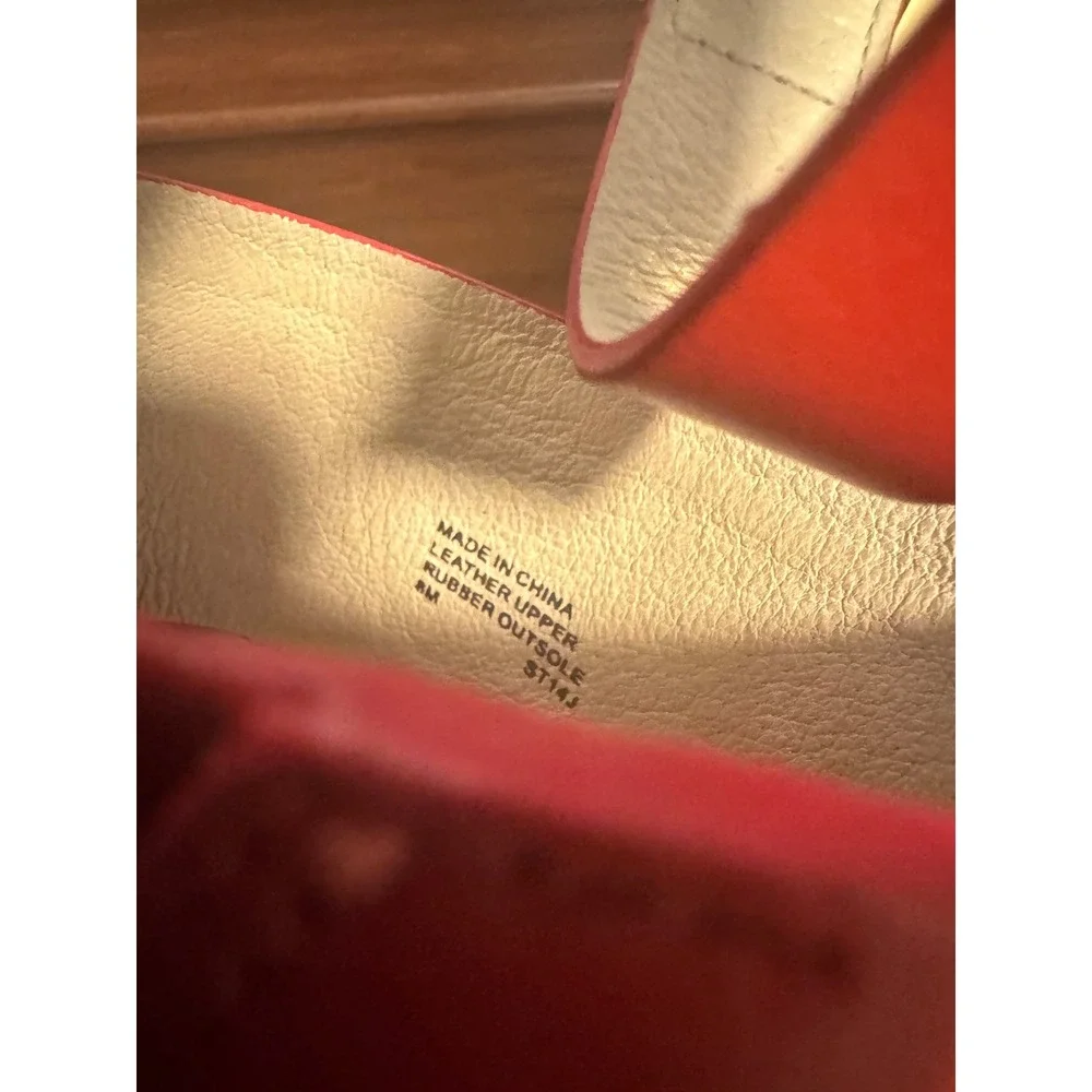 Michael Kors Women's Posey Orange Red Leather Platform Wedge Sandals Sz 8